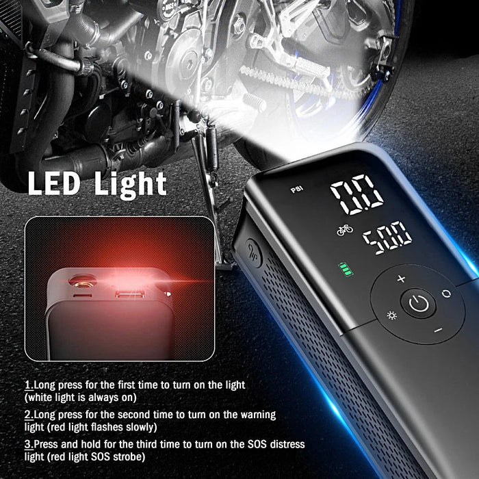 Portable Electric Air Pump for Cars – Digital Tire Inflator with LED Display & Auto Shut - Off | UAE - Rydenix