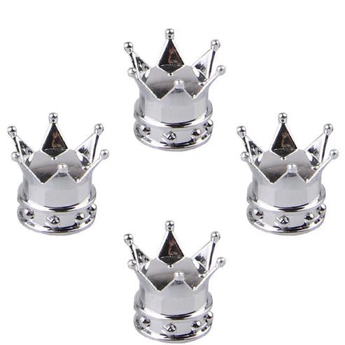 Crown‑Style Tire Valve Caps (4 pcs) – Luxury Gold Air Caps for Cars, Bikes & SUVs | UAE - Rydenix