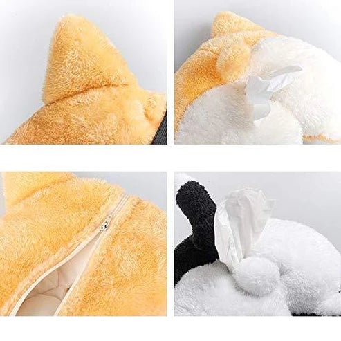 Cute Corgi Butt Tissue Box Cover – Soft Plush Hanging Tissue Holder for Car & Home | UAE - Rydenix