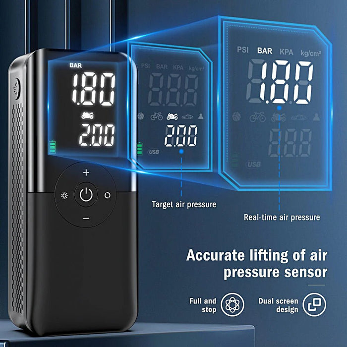 Portable Electric Air Pump for Cars – Digital Tire Inflator with LED Display & Auto Shut - Off | UAE - Rydenix