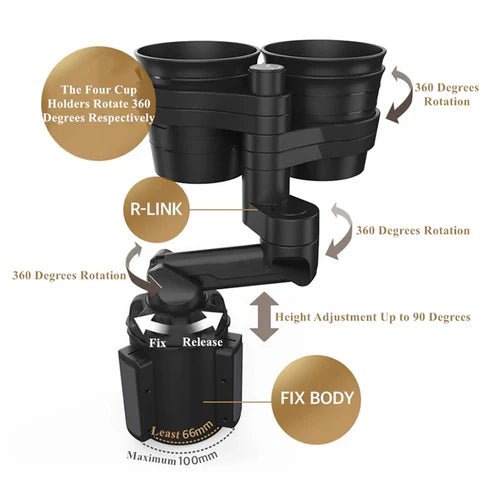 2 - in - 1 Car Cup Holder with Wireless Charger – Fast Charging Phone Dock for Vehicles | UAE - Rydenix