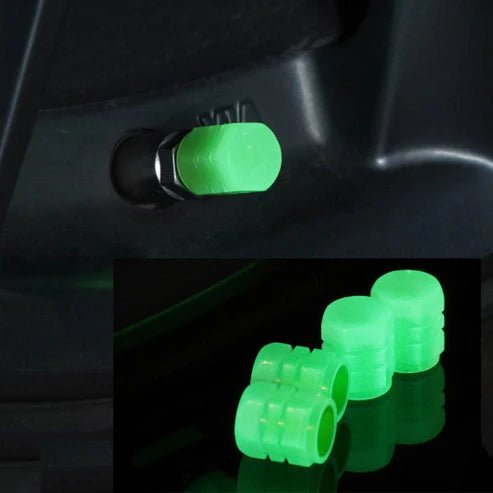 Luminous Tire Valve Caps (4pcs Set) – Glow - in - the - Dark Air Caps for Car, Bike & Motorcycle | UAE - Rydenix