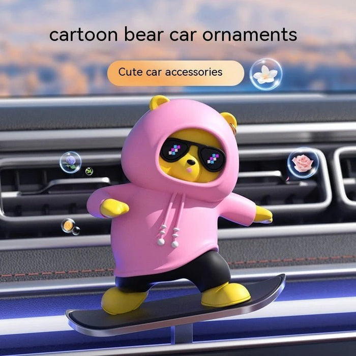Cute Mobile Bear Car Dashboard Decoration – Cartoon Car Interior Ornament - Rydenix