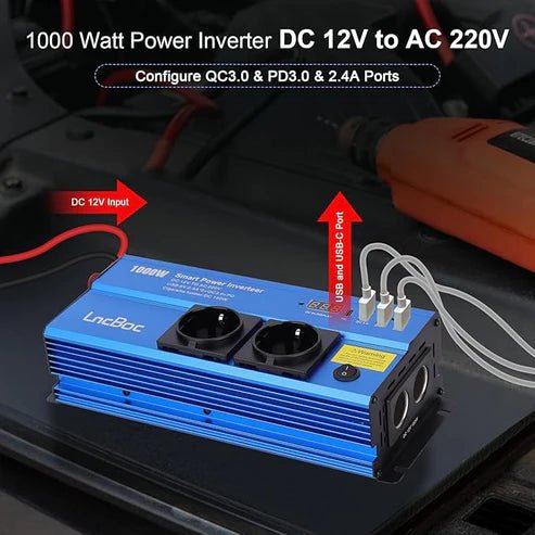 Smart Power Inverter for Car – 12V DC to 220V AC Converter with Dual USB Ports - Rydenix