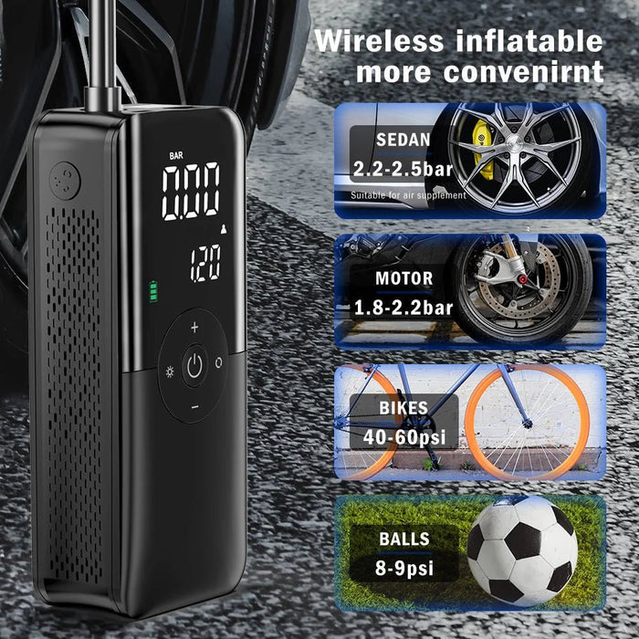 Portable Electric Air Pump for Cars – Digital Tire Inflator with LED Display & Auto Shut - Off | UAE - Rydenix